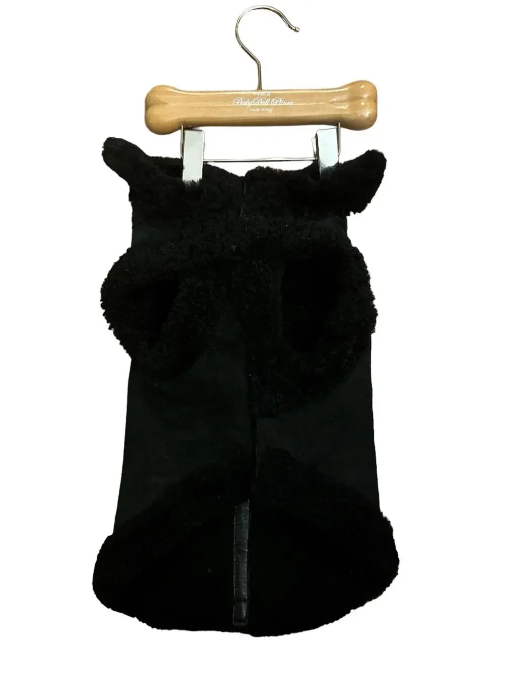 Donald Pliner Friends of baby Doll Pliner suede black sherpa dog coat size M
